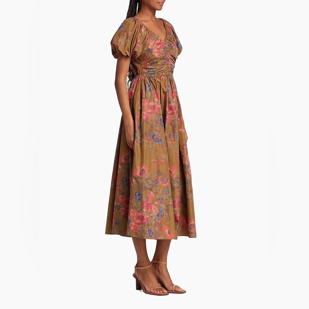 Ulla Johnson Cecile Floral Fit & Flare Midi-Dress, Size 2 - Picture 3 of 13